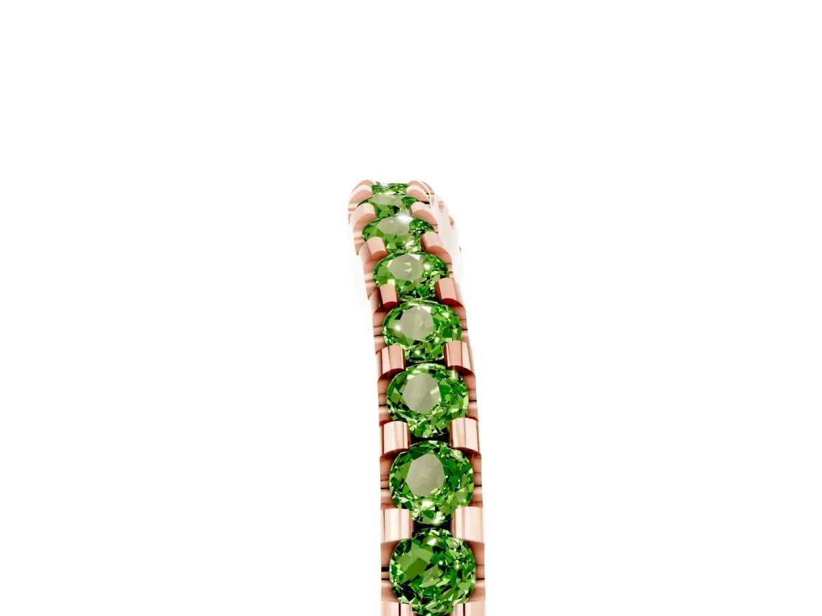 Round Peridot Pavé Curved Wedding Band Rose gold