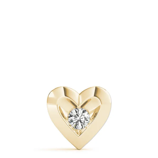 Bezel-Set Round Diamond Heart Pendant Yellow gold