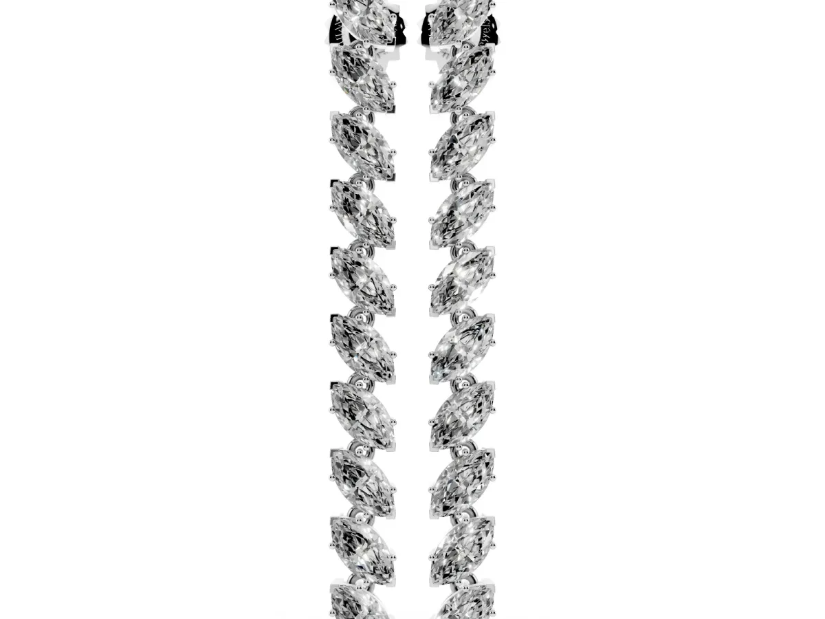 Marquise Diamond Linear Dangle Earrings Silver