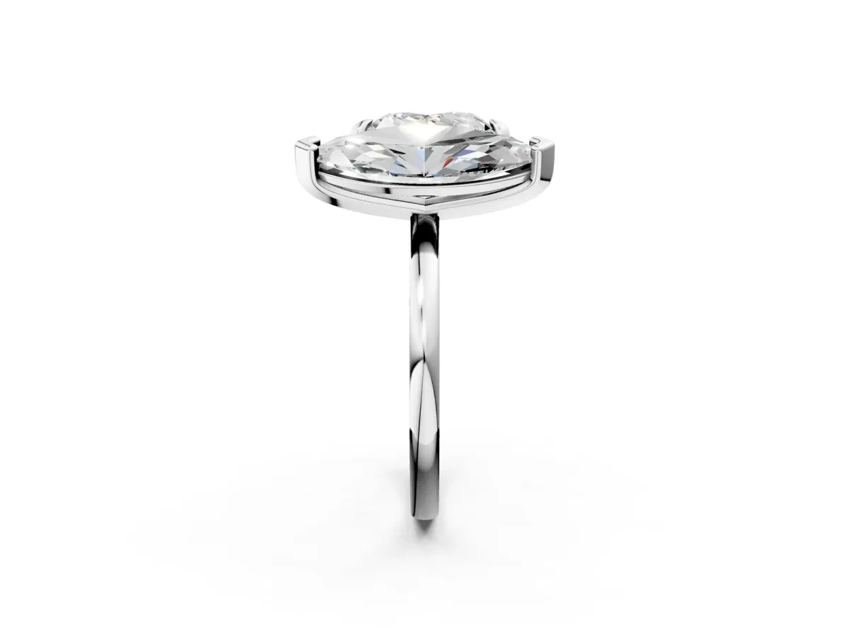 Heart and Marquise Toi Moi Ring with Prong Setting and Plain Band Silver