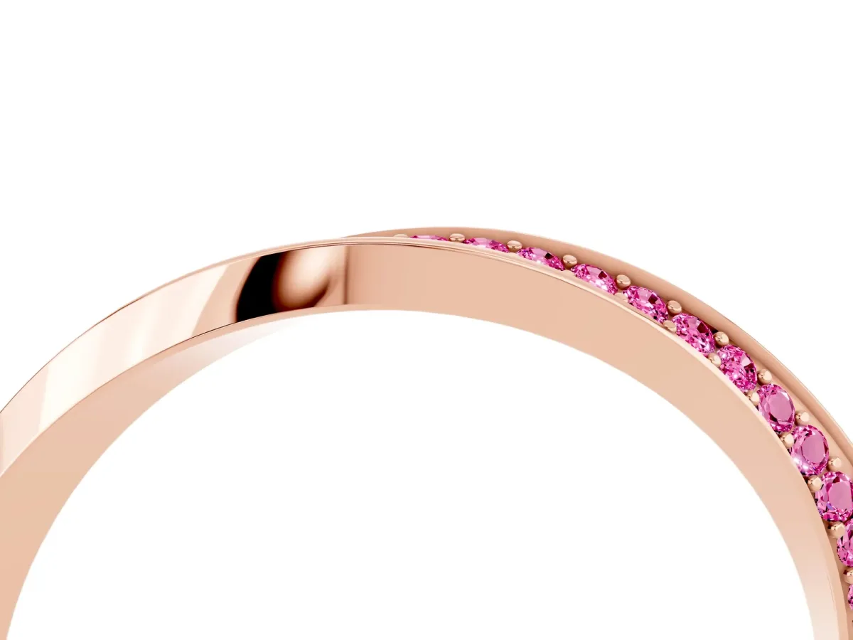 Pavé Round Pink Sapphire Twist Band Rose gold