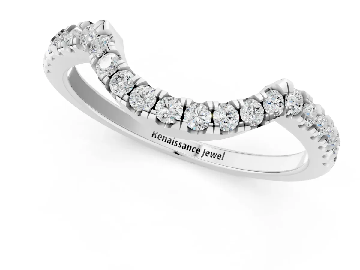 Round Diamond Wavy Eternity Band with Prong Setting Silver