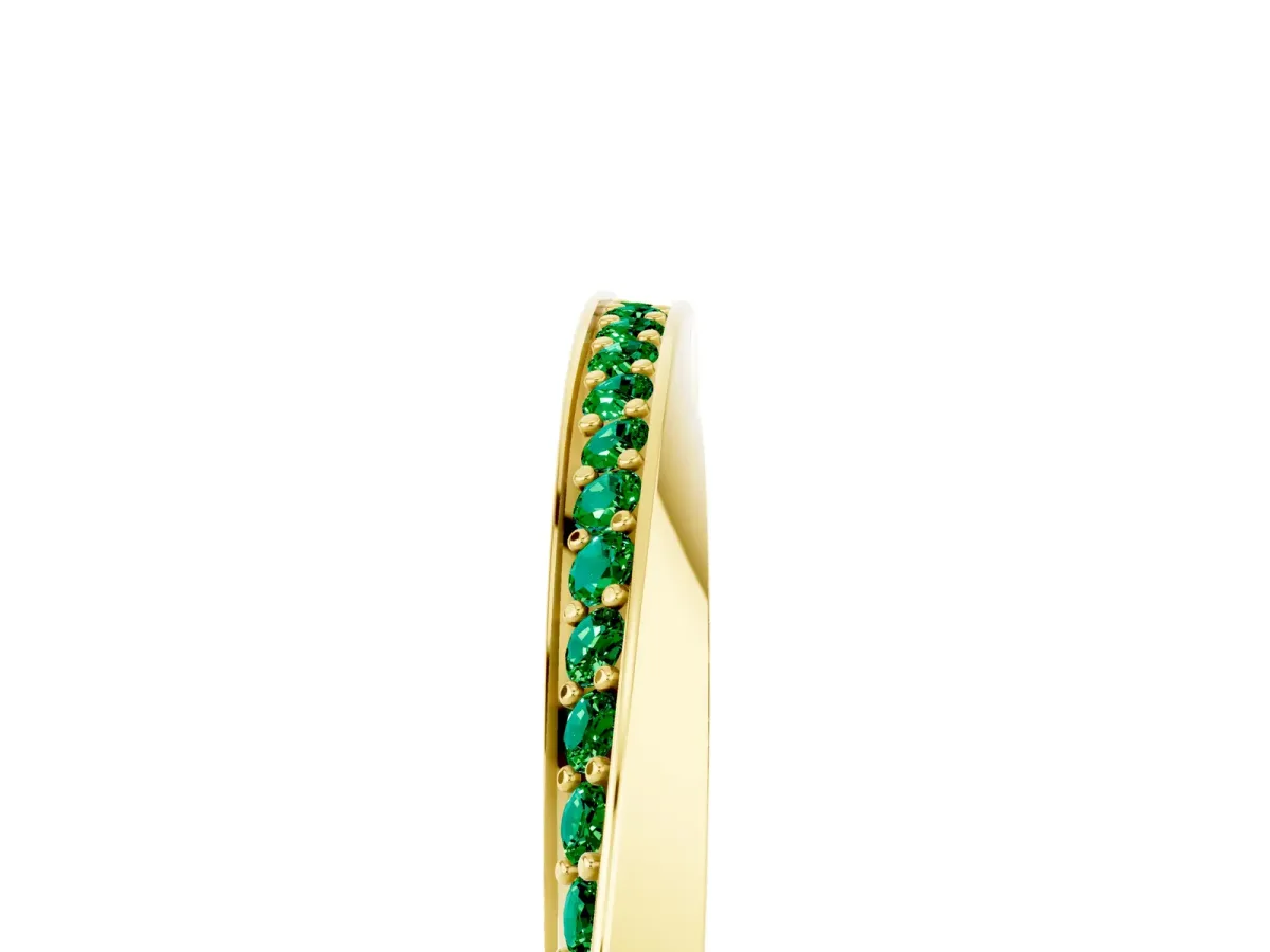 Pavé Round Emerald Twist Band Yellow gold
