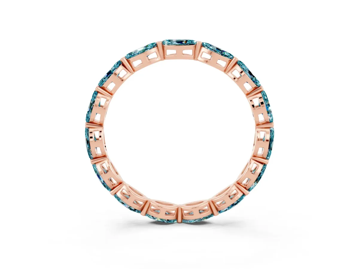 Marquise Blue Topaz Eternity Band with U-Prong Setting Rose gold