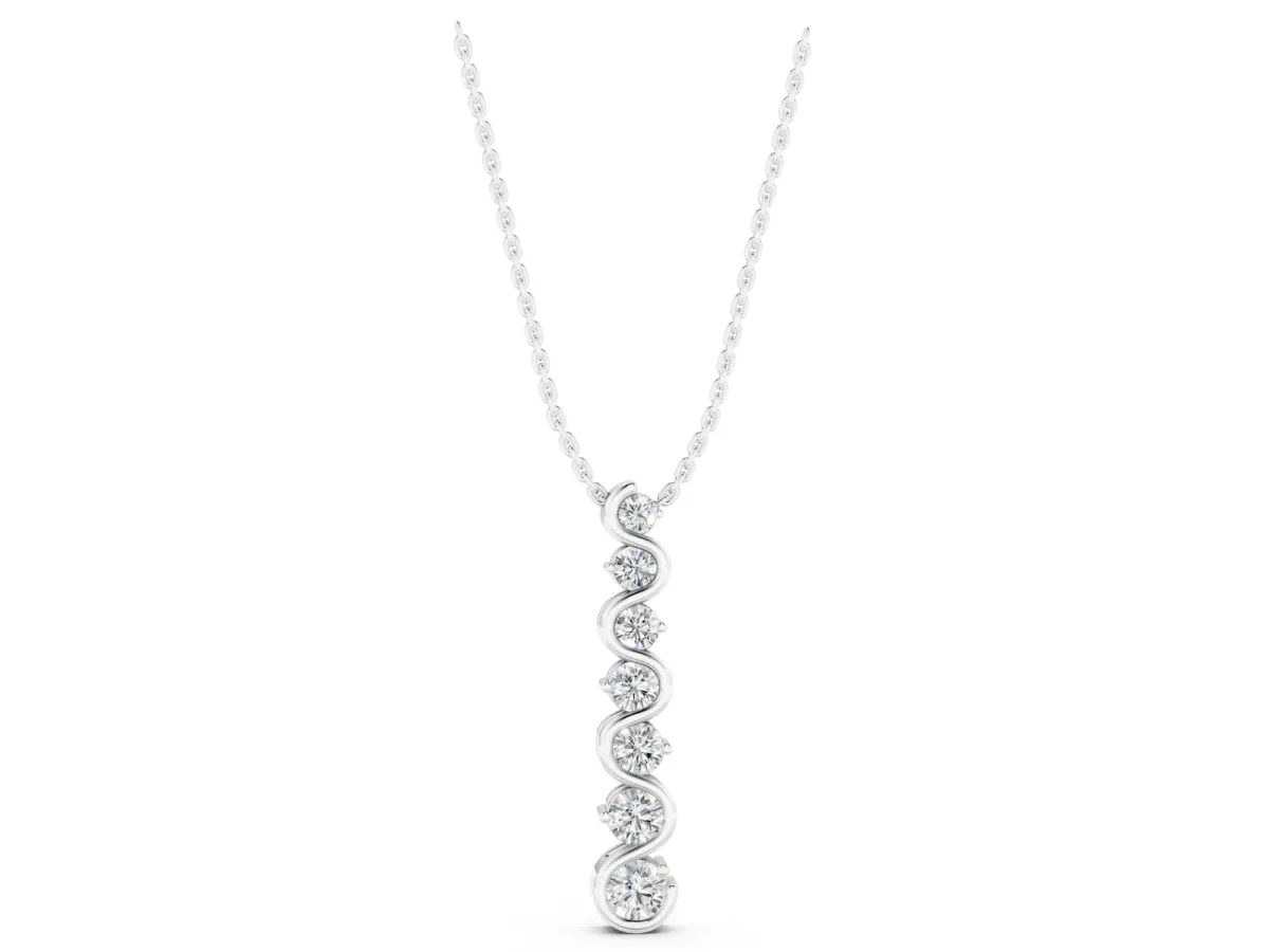 Round Diamond S-Curve Prong Set Pendant White gold