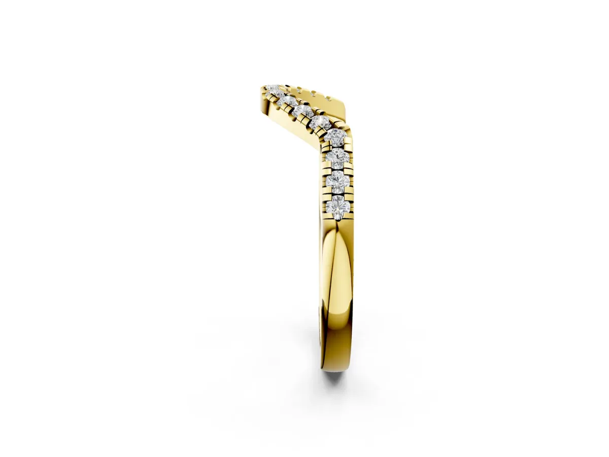 Diamond Curved Pavé Round Stone Contour Band Yellow gold