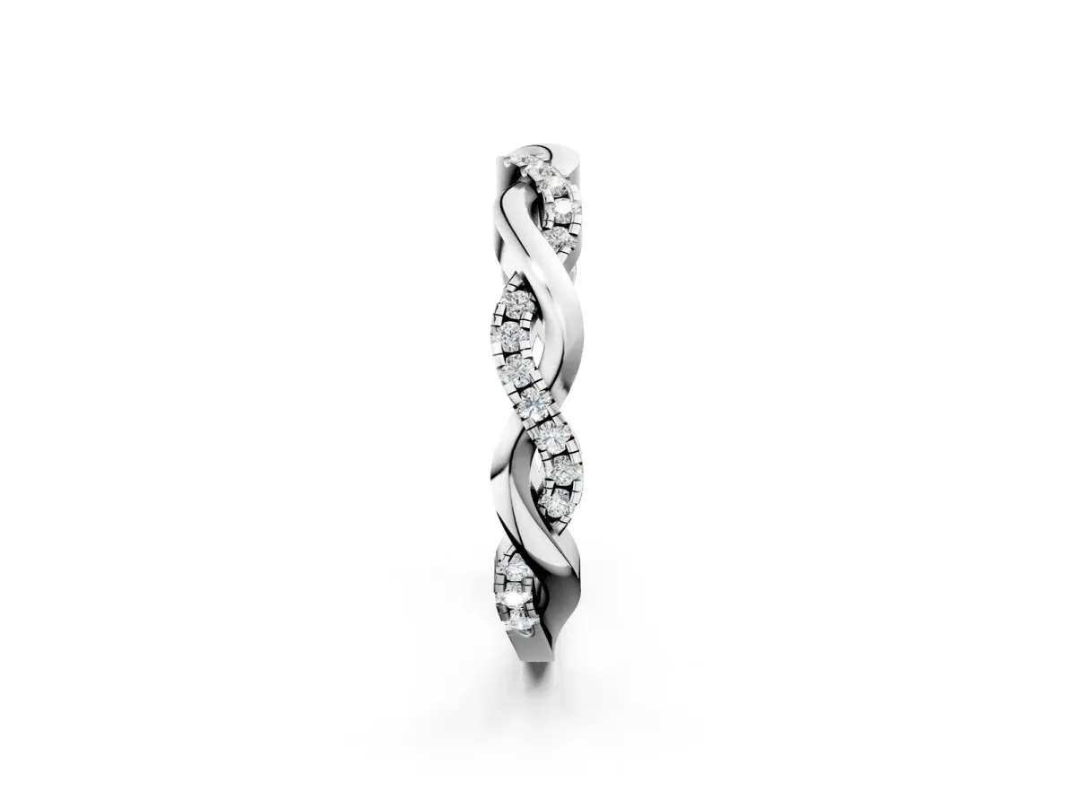 Round Diamond Twist Eternity Band with Pavé Setting White gold