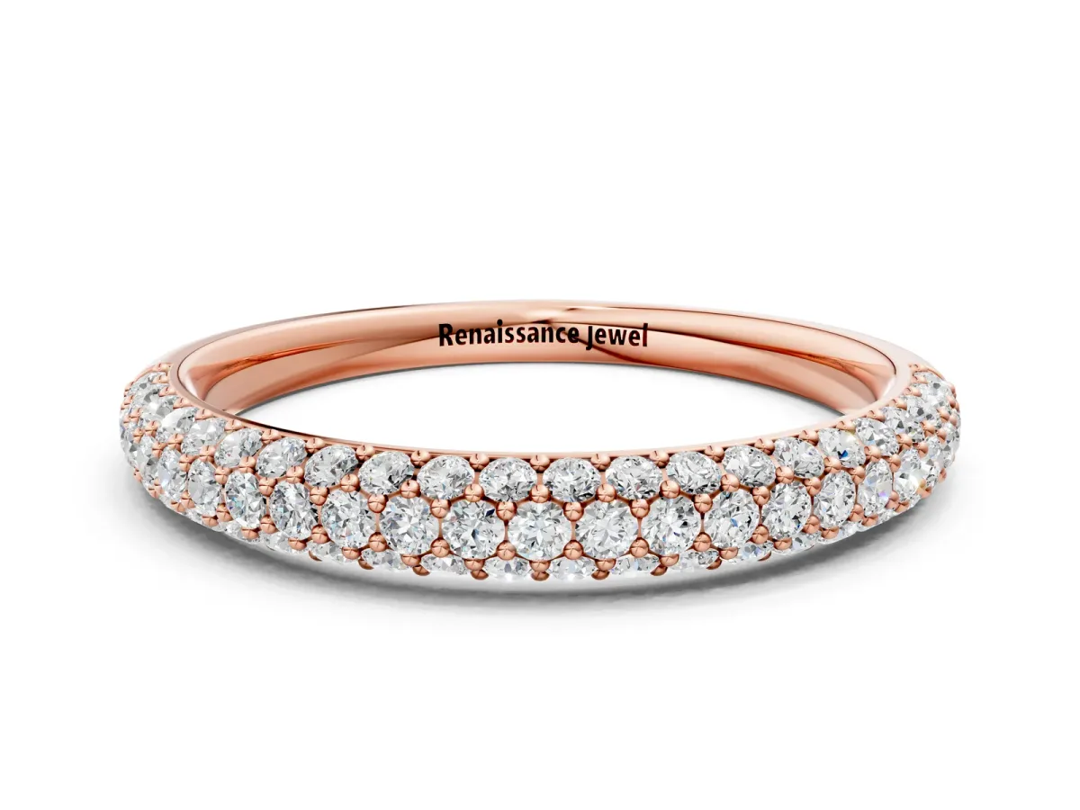 Round Diamond Pave Set White Gold Eternity Band Rose gold