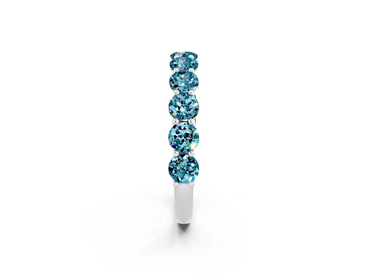 Round Blue Topaz Shared Prong Eternity Band Platinum