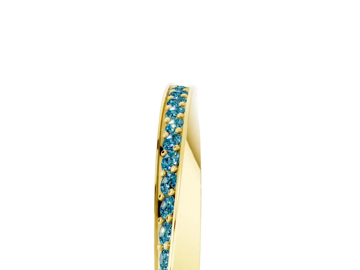 Pavé Round Blue Topaz Twist Band Yellow gold