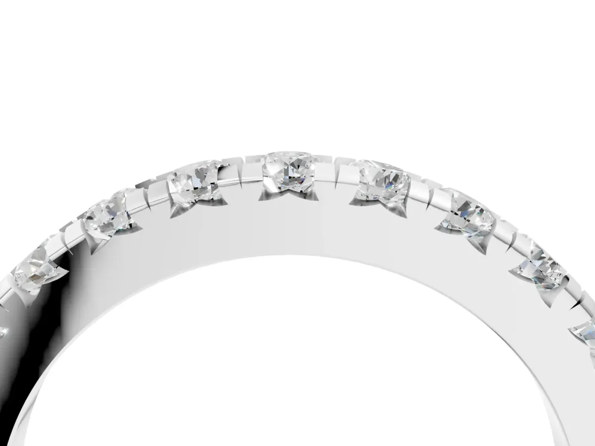 Round Diamond Half-Eternity Prong Set Band Silver