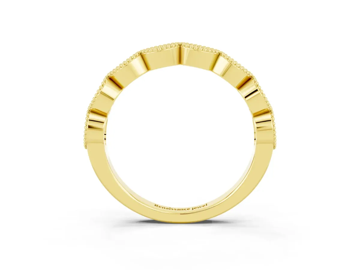 Milgrain Marquise Yellow Sapphire Half Eternity Band with Bezel Setting Yellow gold