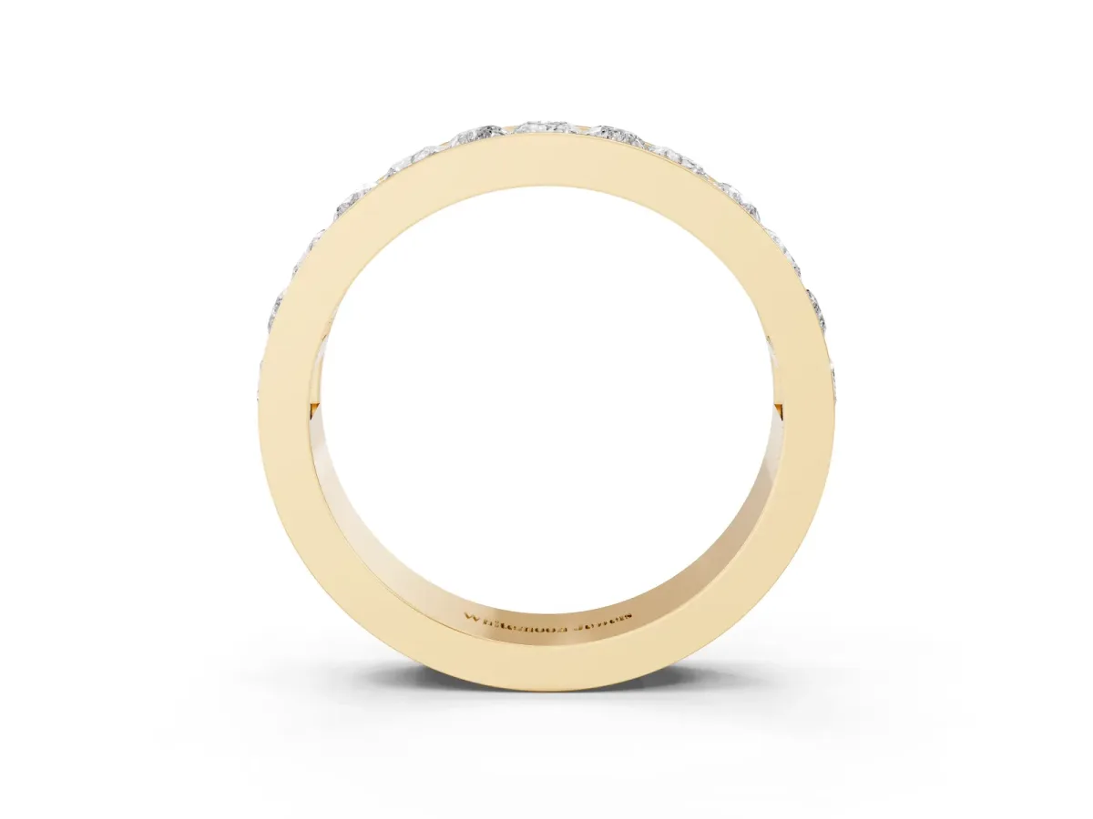 Princess Diamond Channel Set Promise Ring with Round Diamond Accents Yellow gold