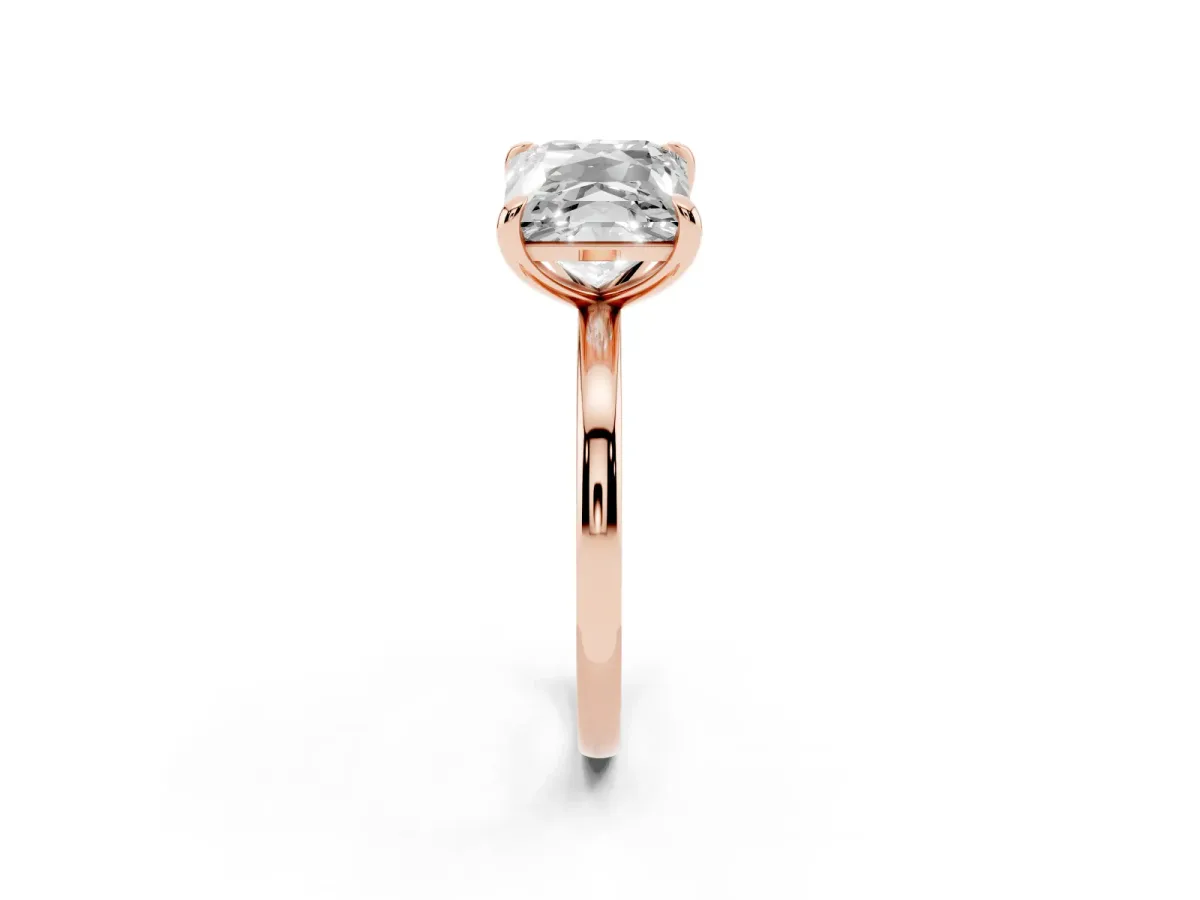 Cushion and Princess Toi Moi Ring with Prong Setting and Plain Band Rose gold