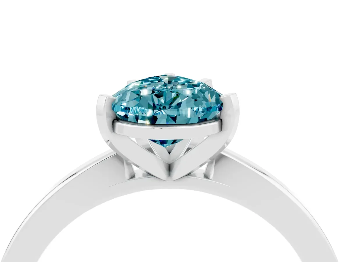 Pear Cut Blue Topaz Solitaire Engagement Ring with Classic Band and Four-Prong Setting Silver