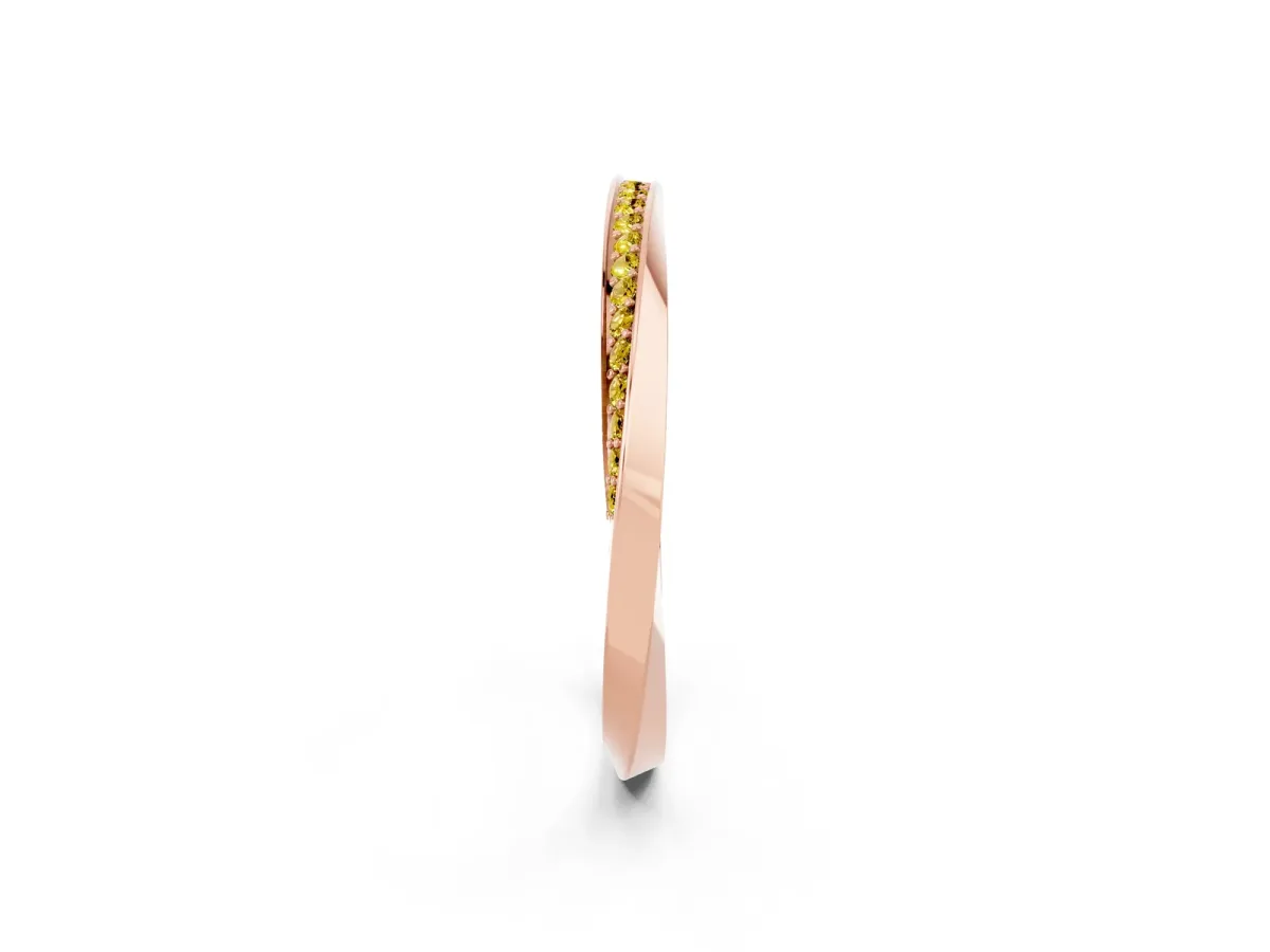 Pavé Round Yellow Sapphire Twist Band Rose gold