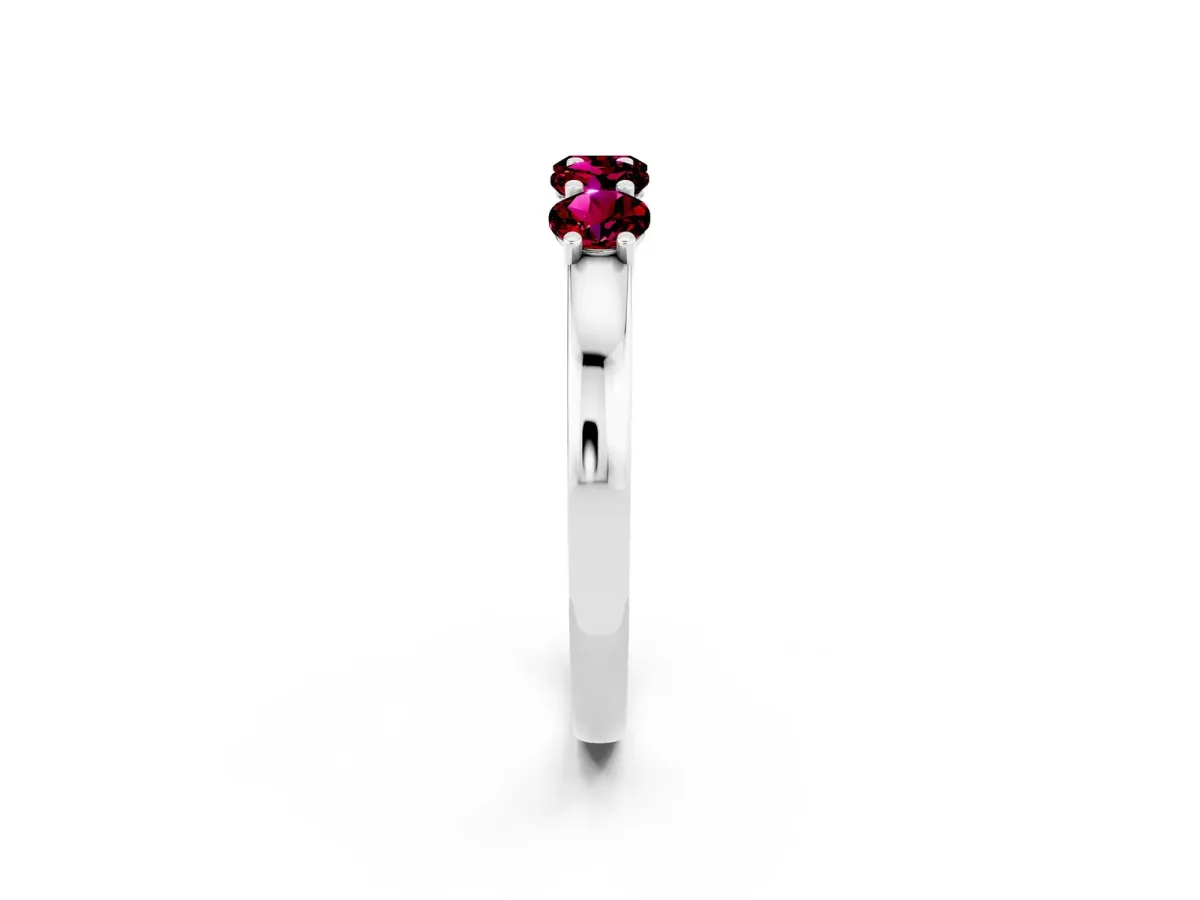 Four-Stone Round Garnet Prong-Set Band White gold