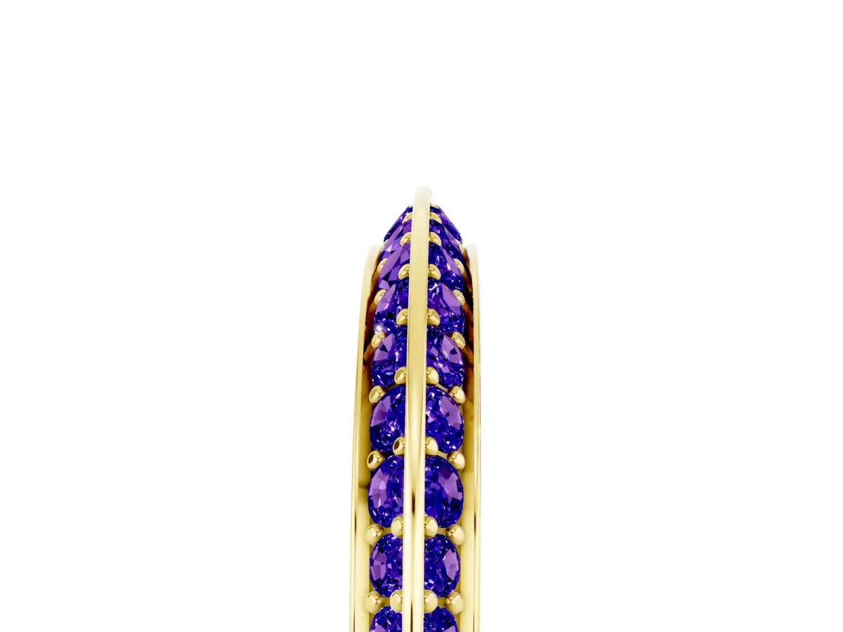 Double Row Pavé Round Tanzanite Eternity Band with Channel Setting Yellow gold