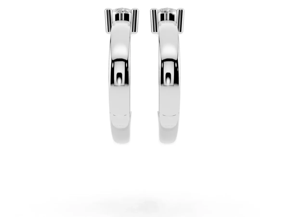 Pear Diamond Mini Huggie Hoop Earrings Silver