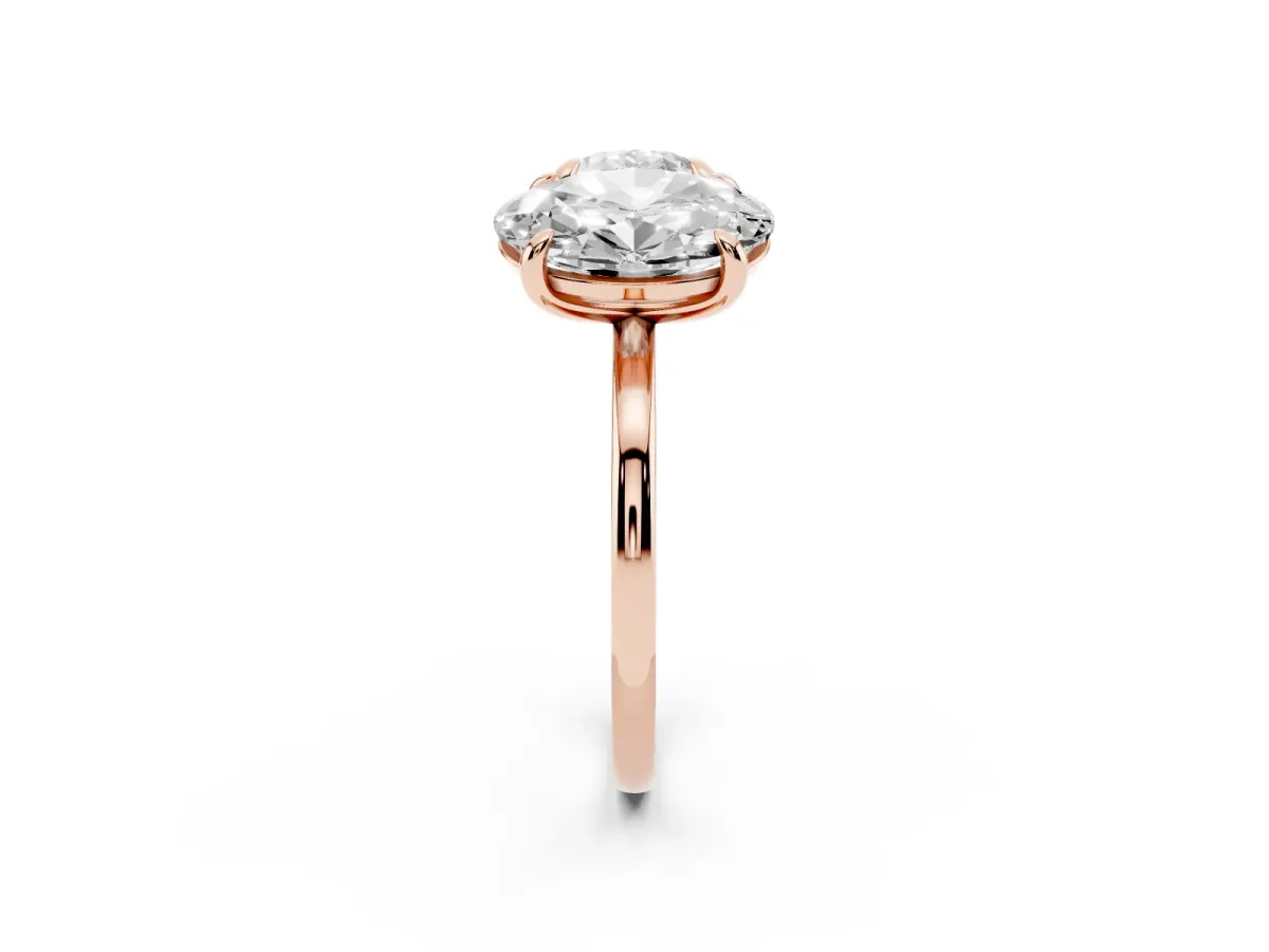 Round and Oval Toi Moi Ring with Prong Setting and Plain Band Rose gold