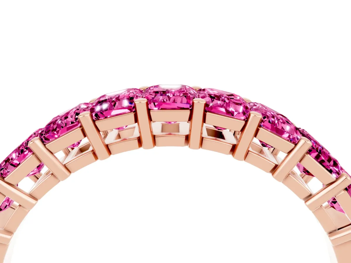 Emerald Cut Pink Sapphire Prong-Set Eternity Band Rose gold