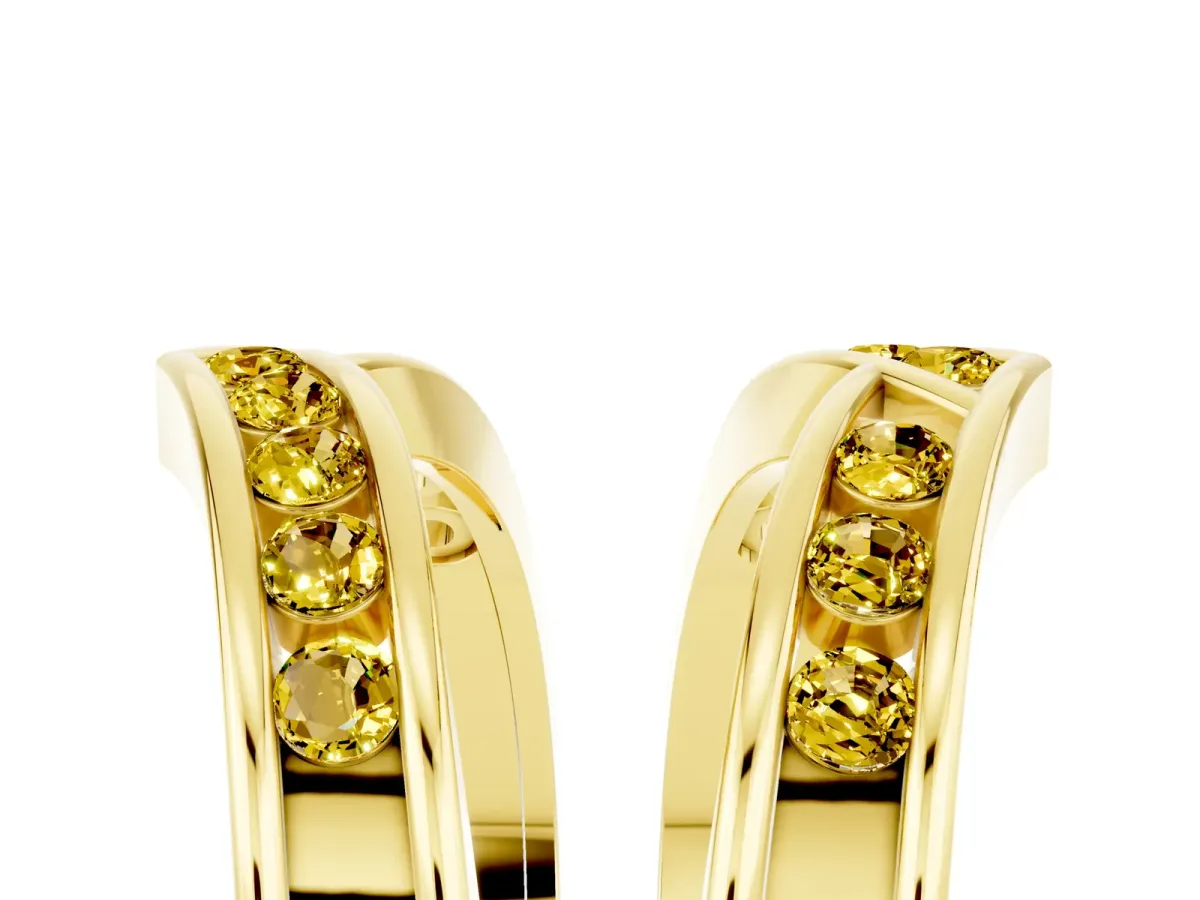 Round Yellow Sapphire Channel-Set Chevron Band Yellow gold