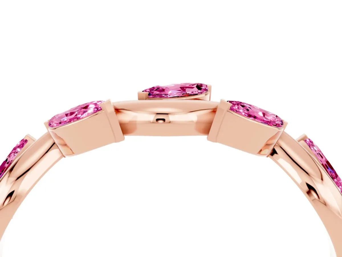 Marquise Pink Sapphire Twisted Band with Prong Setting Rose gold