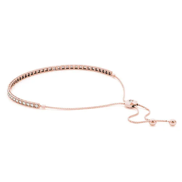 Box-Set Round Diamond Adjustable Tennis Bracelet Rose gold