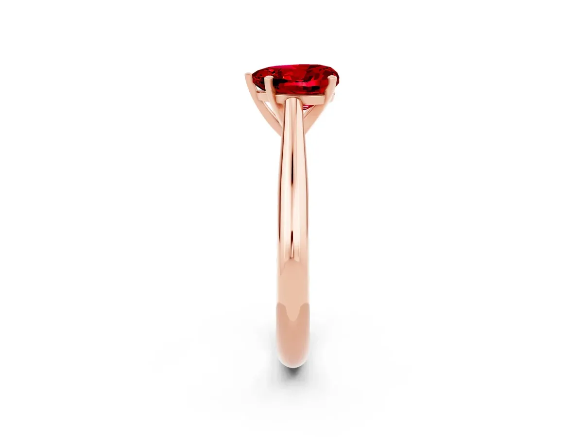 Heart Cut Ruby Solitaire Engagement Ring with Cathedral Setting and Four-Prong Mount Rose gold
