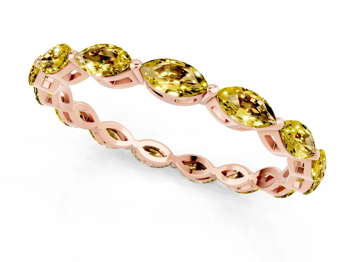 Marquise Yellow Sapphire Eternity Band with U-Prong Setting Rose gold