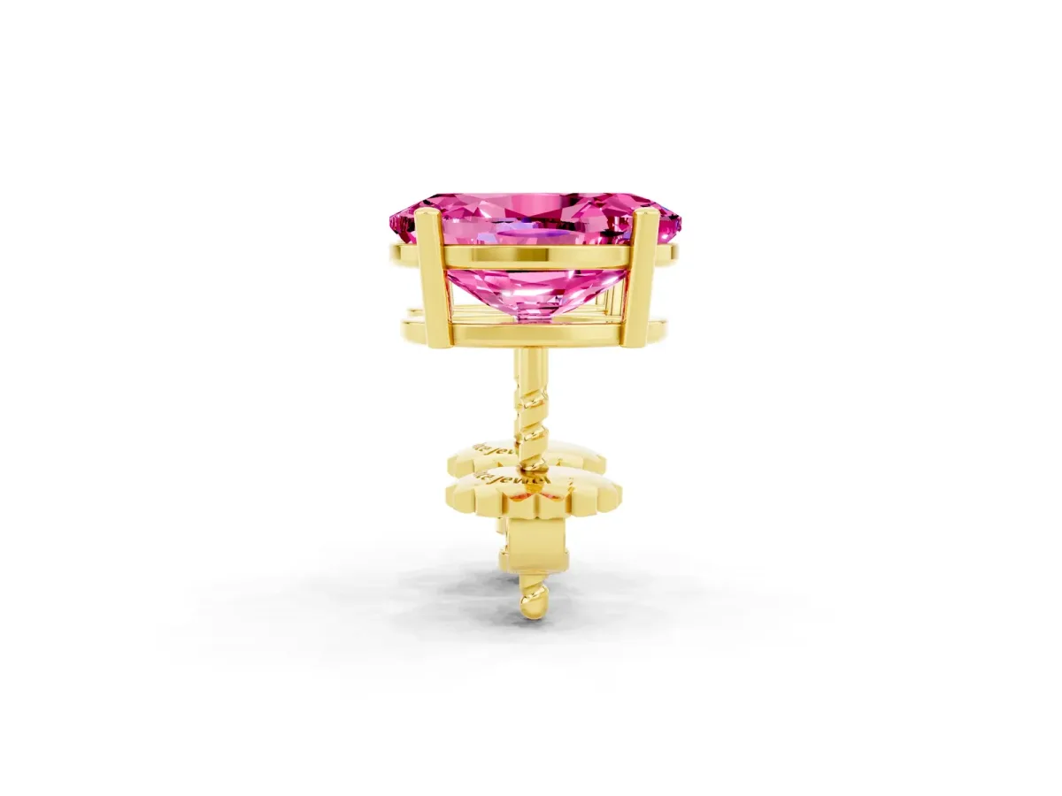 Oval Cut Pink Sapphire Stud Earrings Yellow gold