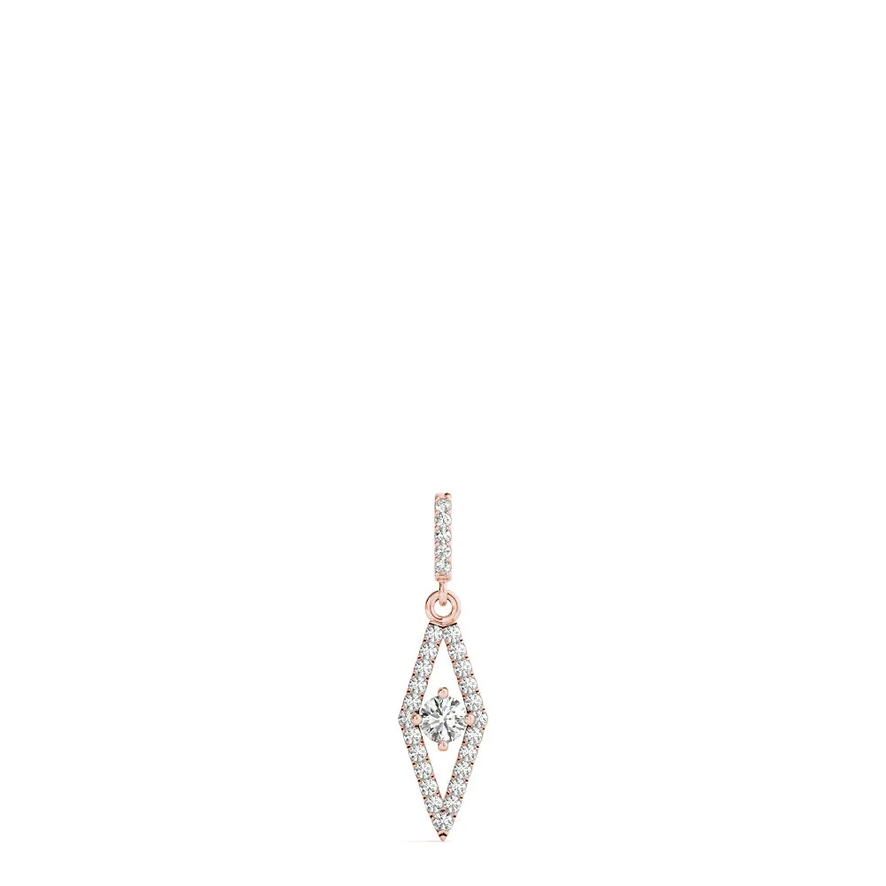 Round Cut Diamond Pavé Marquise Pendant Rose gold