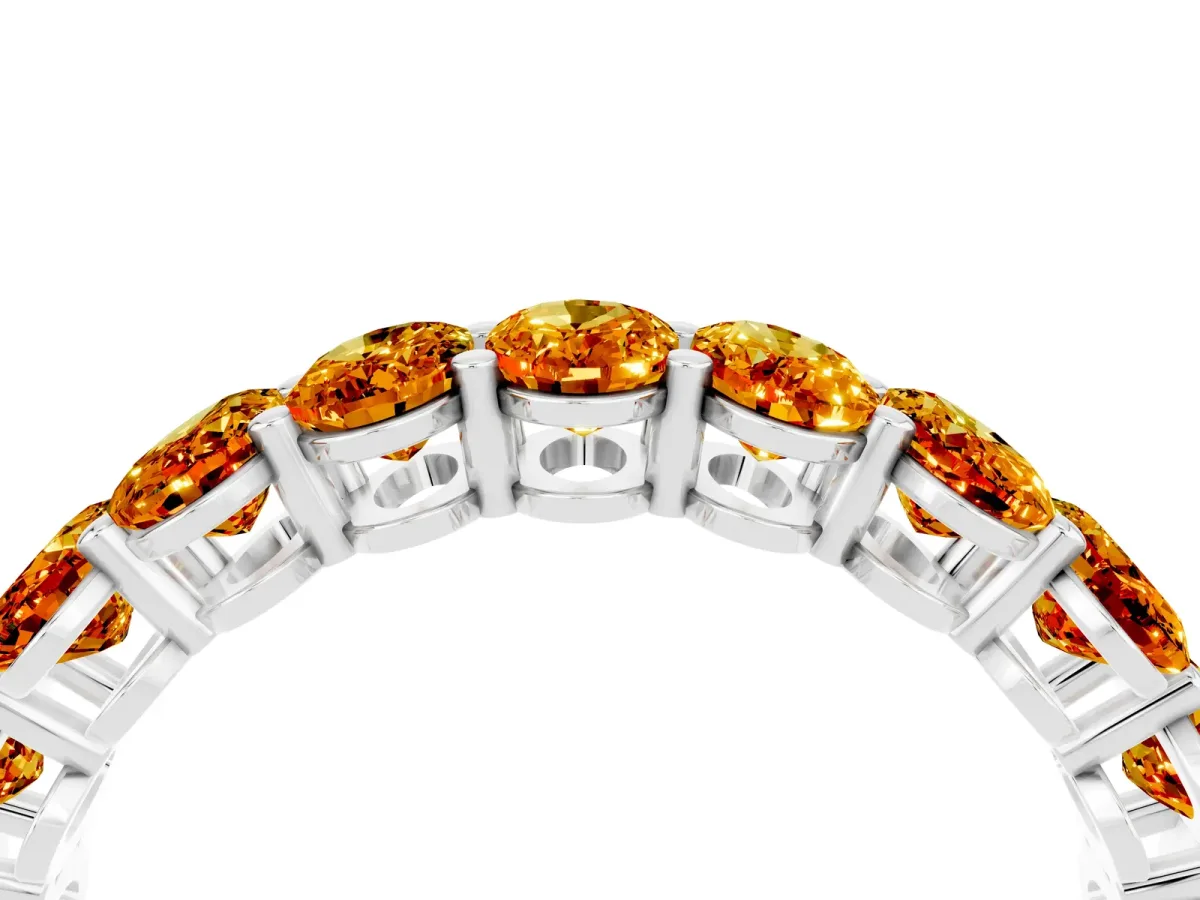 Oval Cut Citrine Eternity Band with Shared Prong Setting Silver