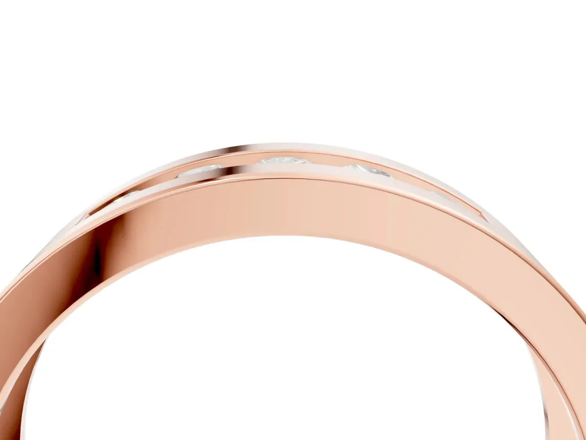 Round Diamond Five-Stone Channel Set Mens Band Rose gold