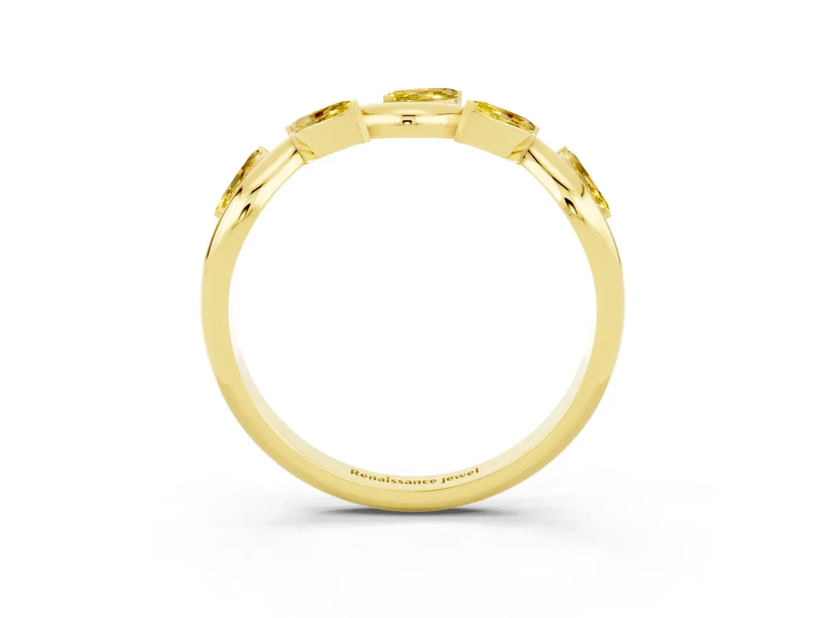 Marquise Yellow Sapphire Twisted Band with Prong Setting Yellow gold