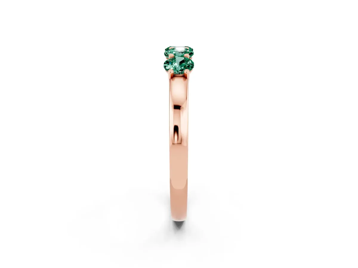 Four-Stone Round Green Sapphire Prong-Set Band Rose gold