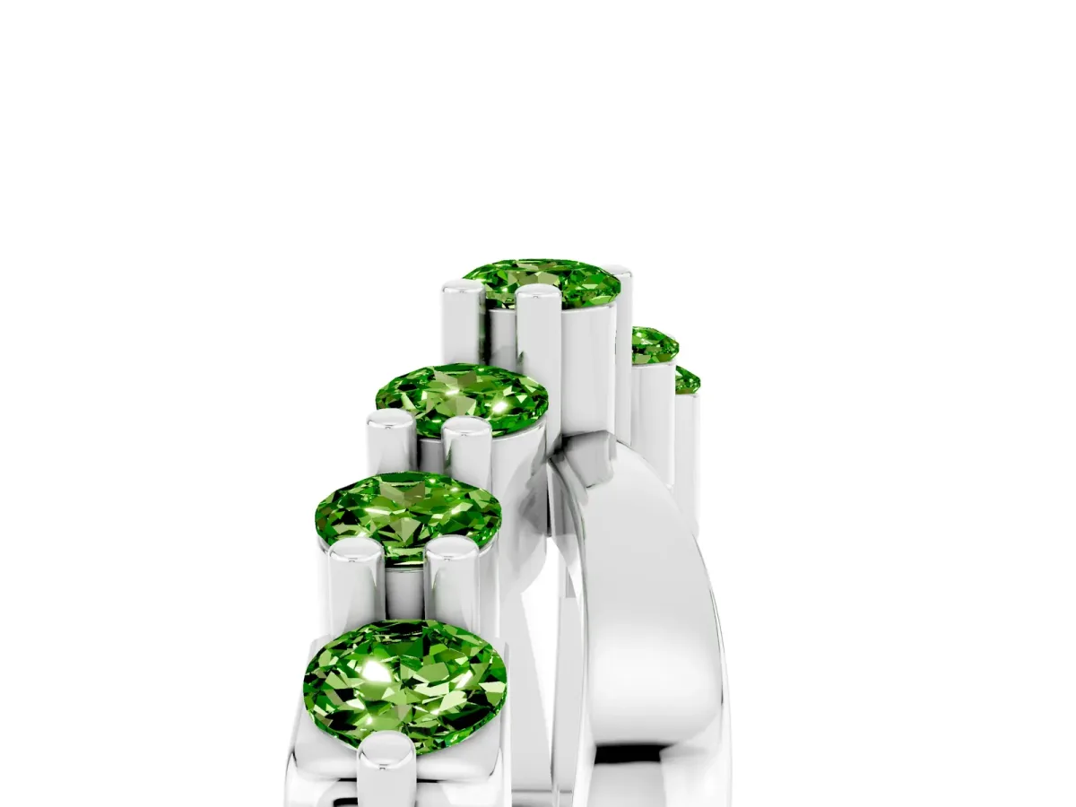 Round Peridot Prong-Set Crossover Band White gold