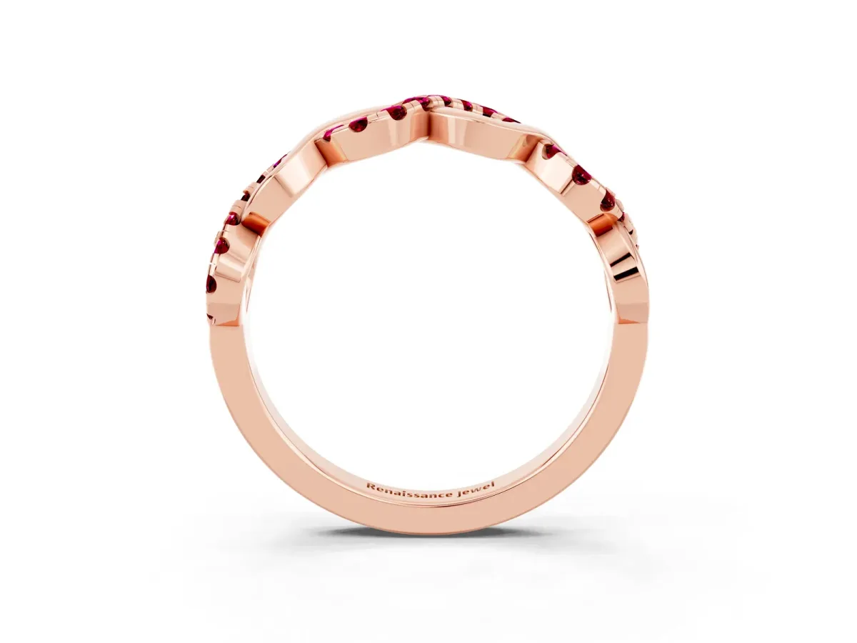 Twist Infinity Round Garnet Band with Pavé Setting Rose gold
