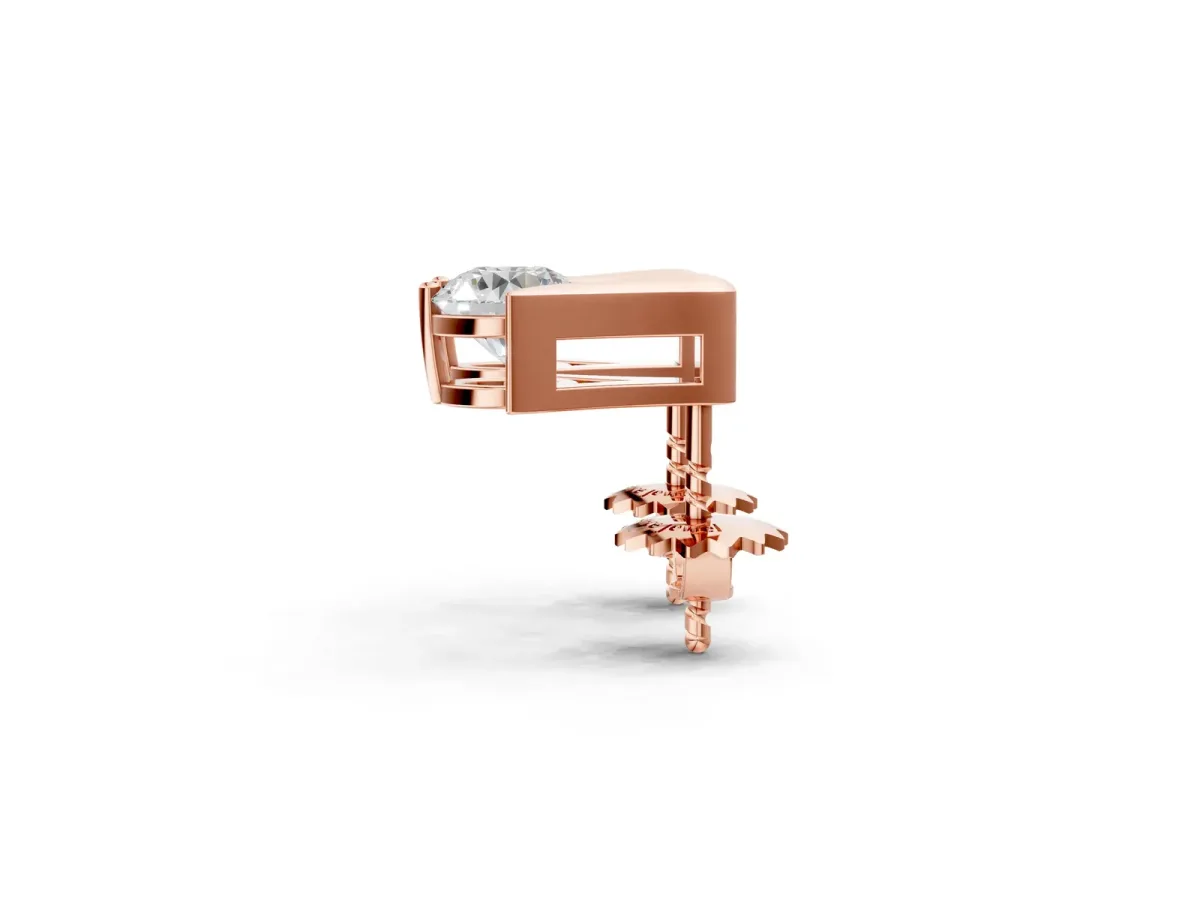 Round Diamond Inverted V Stud Earrings Rose gold