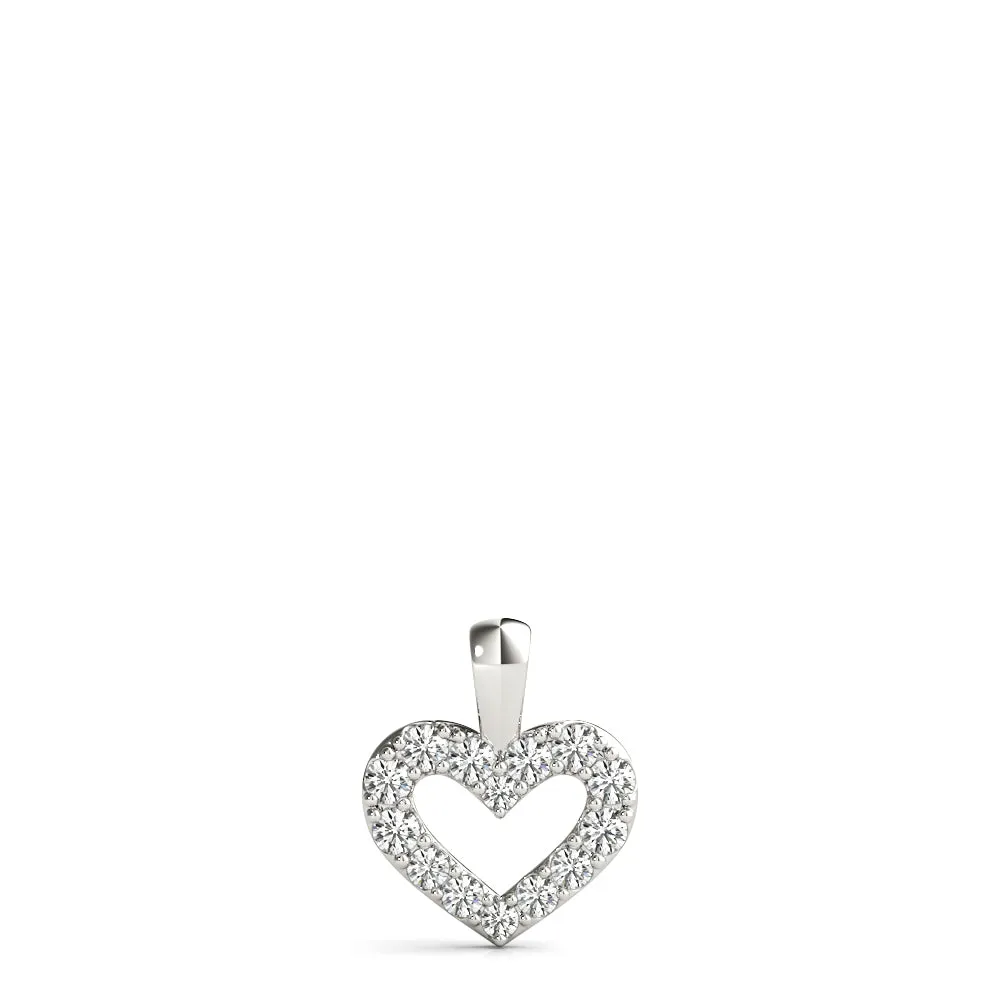 Pavé Round Diamond Heart Pendant White gold