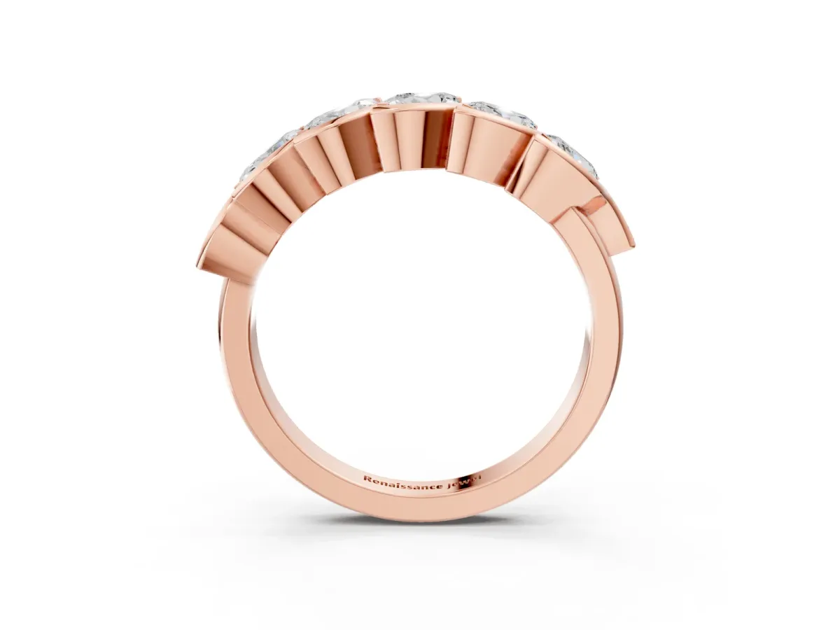 Marquise Diamond Wave Band with Channel Setting Rose gold