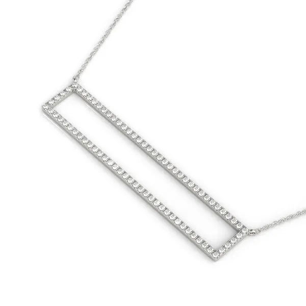 Diamond Pavé Rectangle Bar Pendant White gold