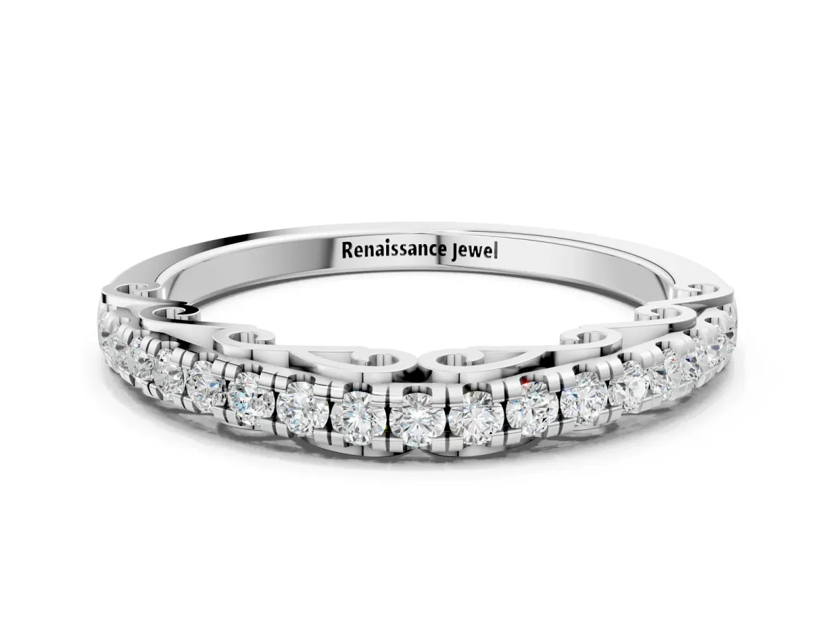 Round Cut Diamond Prong Set Eternity Band Silver