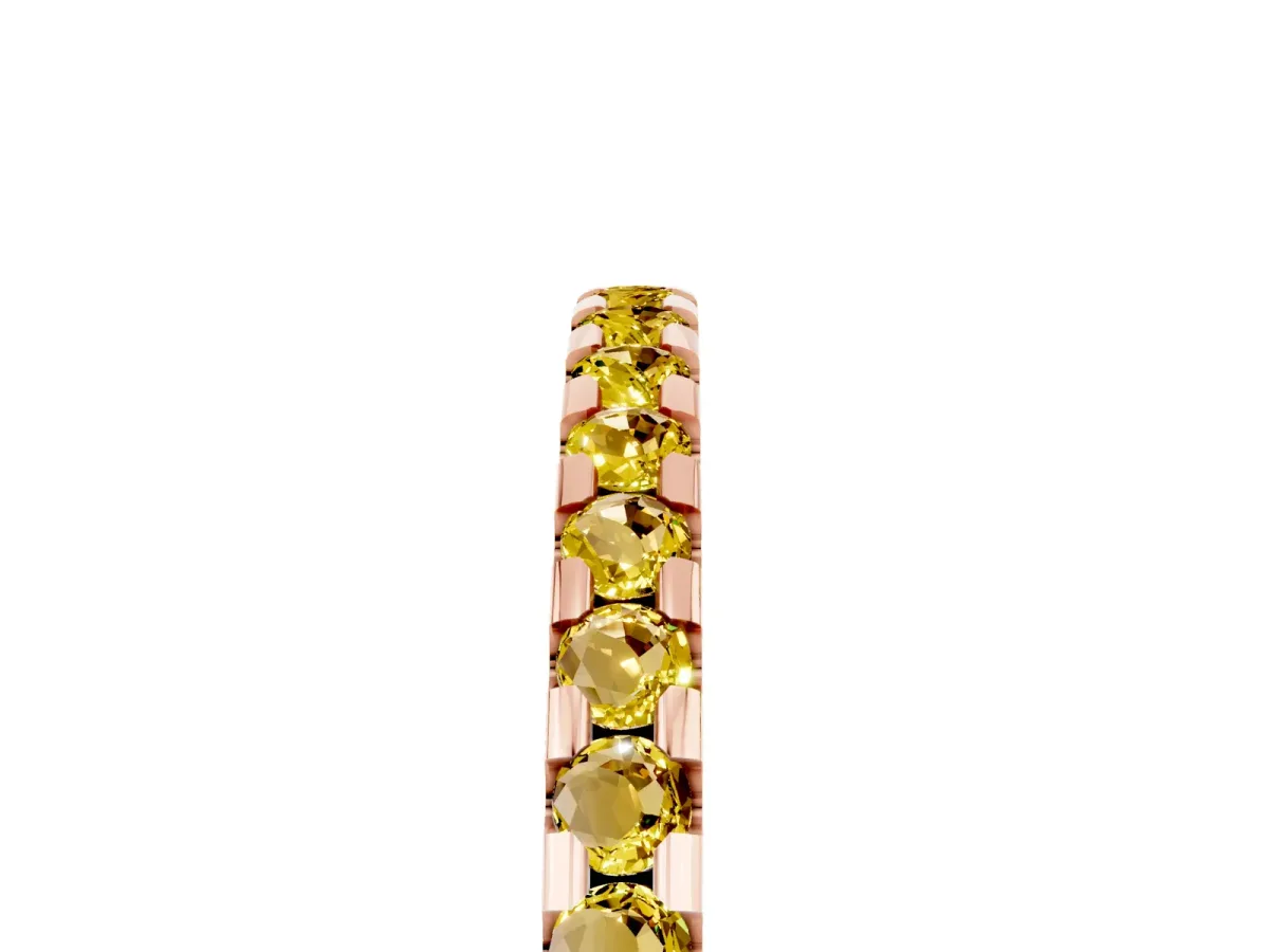 Round Yellow Sapphire Pavé Set Eternity Band with Micro Prong Setting Rose gold