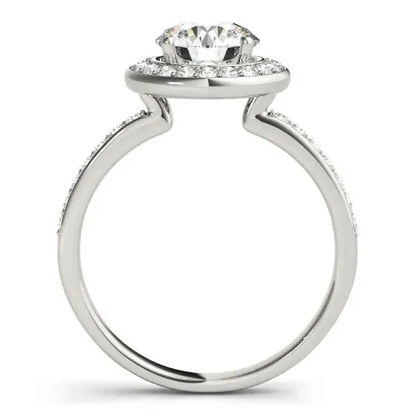 Asscher Cut Diamond Halo Ring with Bezel Frame and Pavé Band Platinum