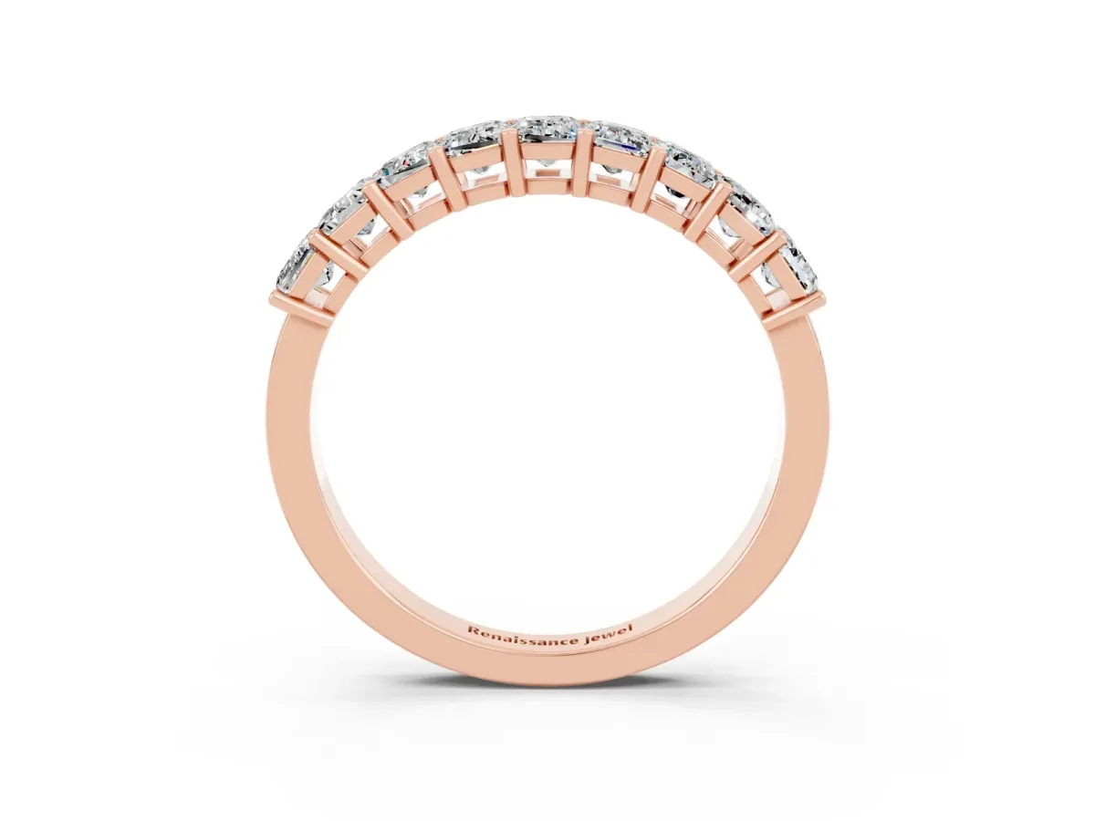 Emerald Cut Moissanite Prong-Set Eternity Band Rose gold