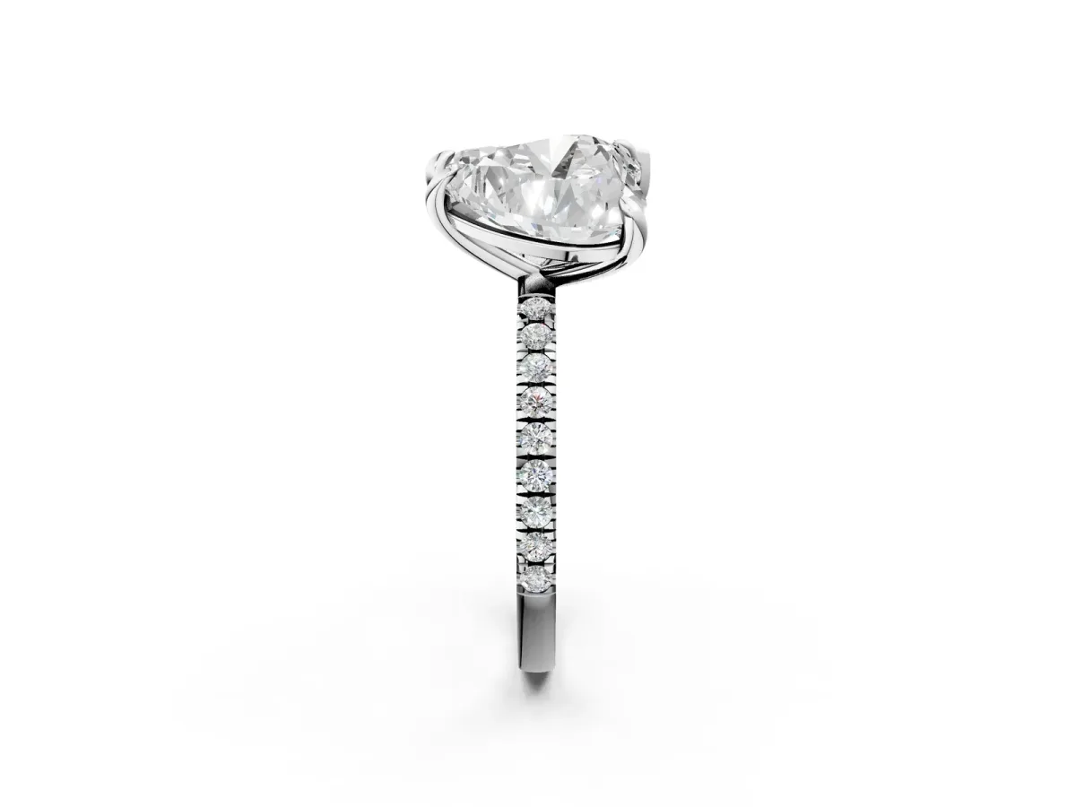 Pear and Heart Toi Moi Ring with Prong Setting and Pave Band Silver