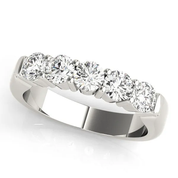 Five-Stone Round Diamond Channel Band with Prong Setting White gold
