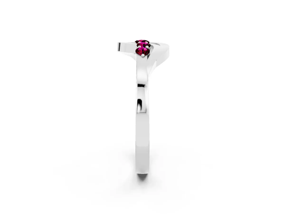 Five-Stone Round Garnet Crossover Band with Prong Setting Silver