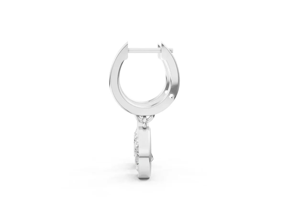 Pear Diamond Framed Huggie Drop Earrings White gold